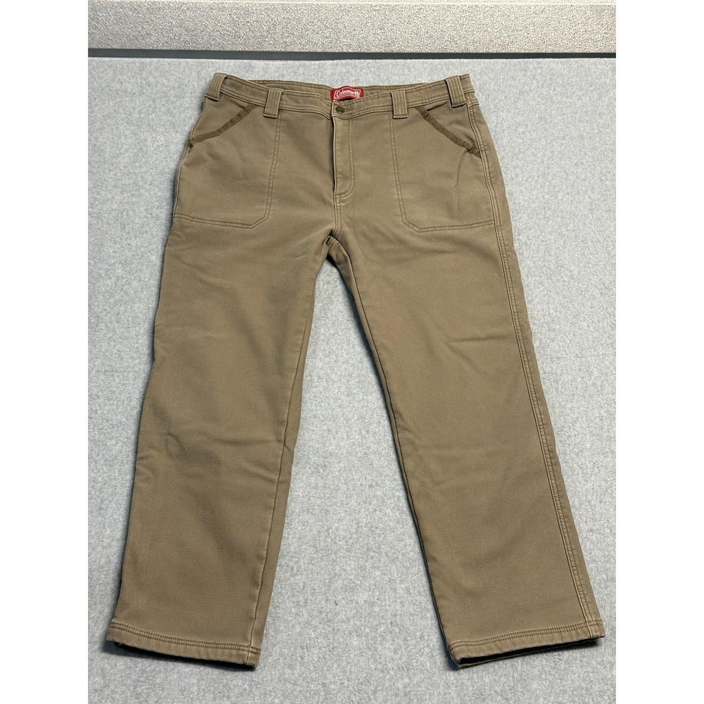Coleman Pants Mens 40x32 Brown Fleece Lined‎ Canvas Carpenter Insulated Warm